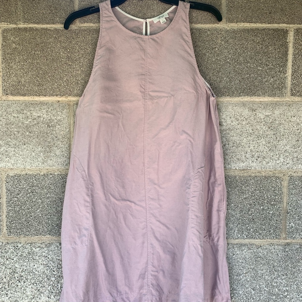 WILFRED With Linen by Aritzia Dress Purple A-Line Pockets Raw Hem Size SMALL